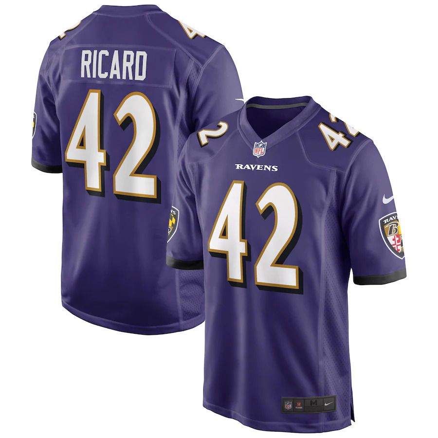 Men Baltimore Ravens 42 Patrick Ricard Nike Purple Game NFL Jersey